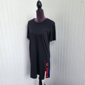 ADIDAS Womens Originals 3-Stripe Black Color T-Shirt Tee Shirt Dress Sz M